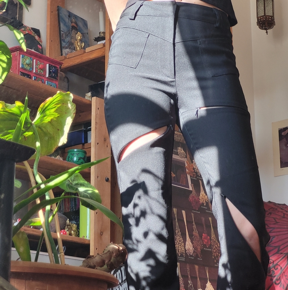 I.AM.GIA Xavier High Waisted Black Boot Cut Pants Zipper Slits - Size Xs